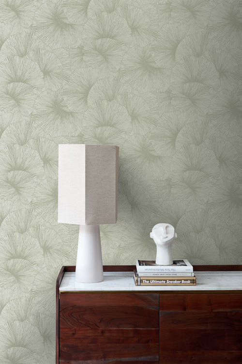 Origin Wallcoverings behang 3D-motief bladeren vergrijsd groen - 53 cm x 10.05 m - 348008 - vtwonen shop