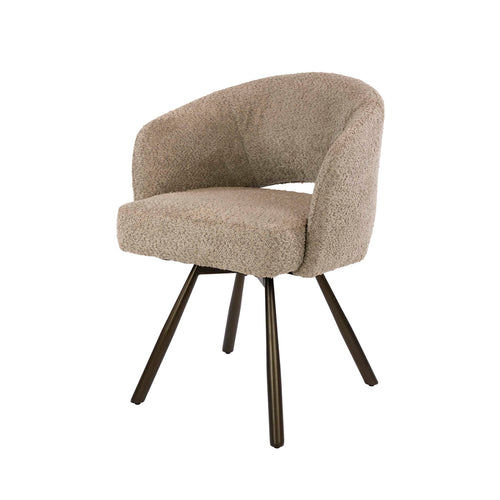 Giga Living Eetkamerstoel Salon - Zand/Bruin Bouclé - Set van 2