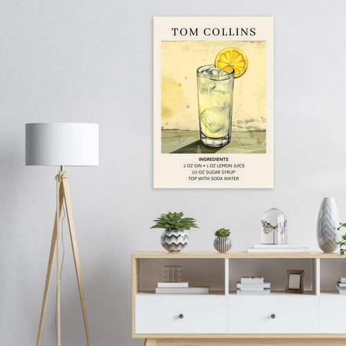 Artfulprints  Tom Collins cocktail - Ingrediënten   poster 70x100 cm - vtwonen shop