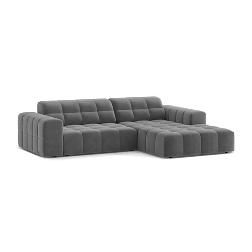 Cosmopolitan Design - Rechter hoekbank Chicago 3-zits, flueel lichtgrijs - 167x234x78cm