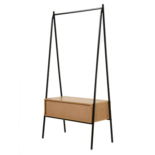 Calicosy - Zwart metalen kleerkast met 1 lade JILL - 39x84x170 cm