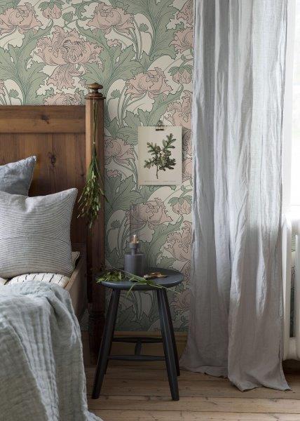 Borastapeter behang bloemen groen en oudroze - 53 cm x 10.05 m - 660077 - vtwonen shop