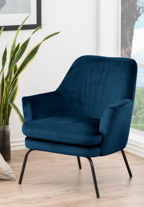 Lisomme Jez velvet fauteuil donkerblauw - vtwonen shop