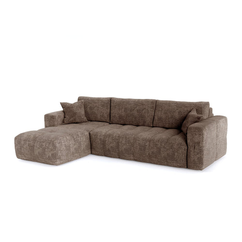 Premium Interiors - Linkerhoekbank met snelle uitklapfunctie VIBE - gewaafeld fluweel mol 286cm