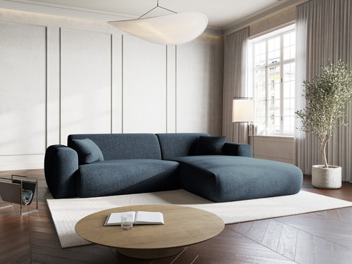 Cosmopolitan Design rechter hoekbank Nolio 4-zits, chenille, koningsblauw - 170x235x72cm