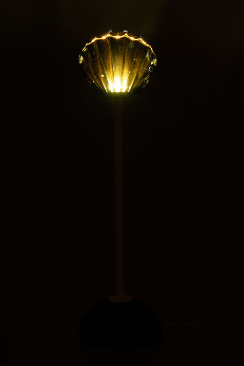 J-Line lamp Shell - ijzer - blauw/wit - medium - LED lichtjes