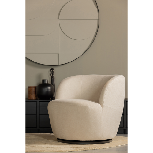 WOOOD draaibare fauteuil Serra - Polyester - Off White  - 75x70x69 - vtwonen shop