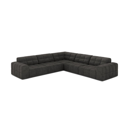Cosmopolitan Design - Symmetrische hoekbank Chicago 4-zits, chenille donkergrijs - 285x285x78cm