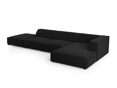Cosmopolitan Design rechter hoekbank Arendal 5-zits, flueel, zwart - 166x341x70cm
