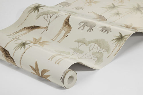 Borastapeter behang jungle dieren warm beige - 53 cm x 10.05 m - 660623 - vtwonen shop