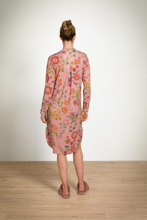 Pip Studio - Diogo Nachthemd Lange Mouw Dames - Coco Flower - Koraal - L - vtwonen shop