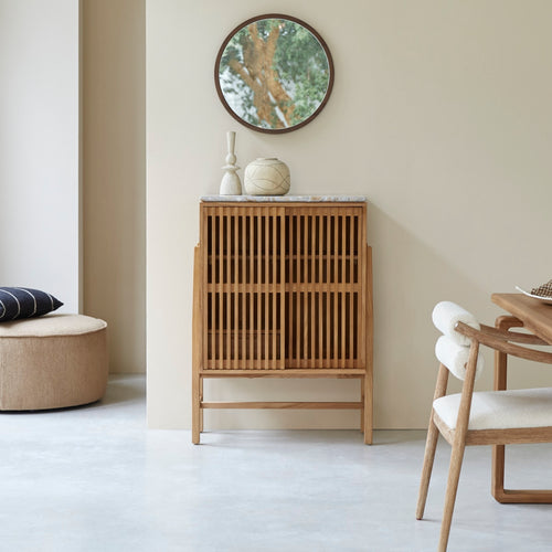 Tikamoon Dressoir van massief teakhout en premium terrazzo 80 cm - Naturel
