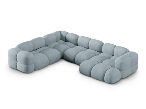 Cosmopolitan Design Panoramische hoekbank links Loretto 5-zits, structurele stof pastelblauw - 250x345x68cm