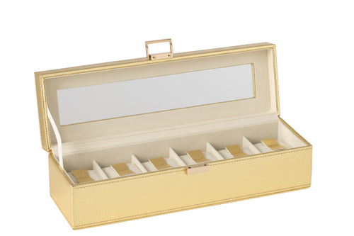 J-Line horloge doos 6 compartimenten - kunstleder - goud - vtwonen shop