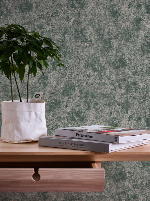 Livingwalls behang effen groen en crème - 53 cm x 10.05 m - AS-389701