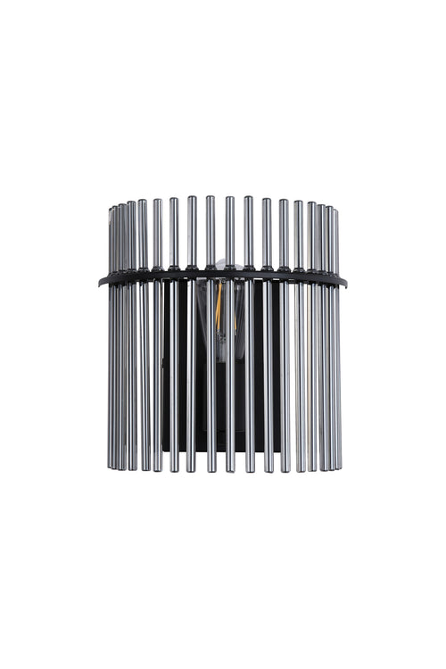 Searchlight wandlamp Swizzle - 1 lichts - 12.5  x 26   cm - zwart rookglas
