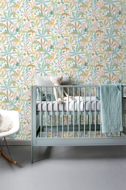 Sanders & Sanders behang jungle dieren groen, blauw en geel - 53 cm x 10.05 m - 640633
