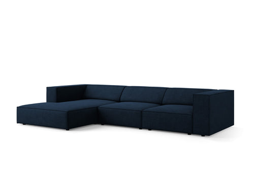 Cosmopolitan Design linker hoekbank Arendal 4-zits, chenille met ribbeleffect, koningsblauw - 166x284x70cm