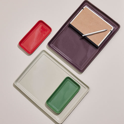 Hübsch dienblad Amare - steenpoeder - 20x10xh2cm, 35x26xh2cm - vtwonen shop