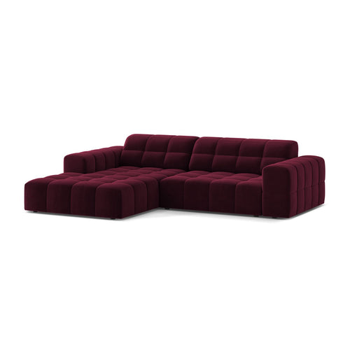 Cosmopolitan Design - Linker hoekbank Chicago 3-zits, flueel bordeaux - 167x234x78cm