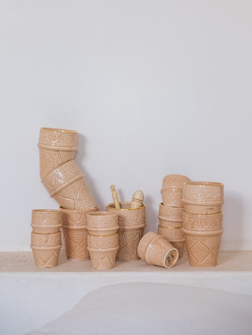 Chabi Chic Mok - Empreinte - zand/goud - keramiek - Ø 6 cm x H 6,5 cm (S) - vtwonen shop