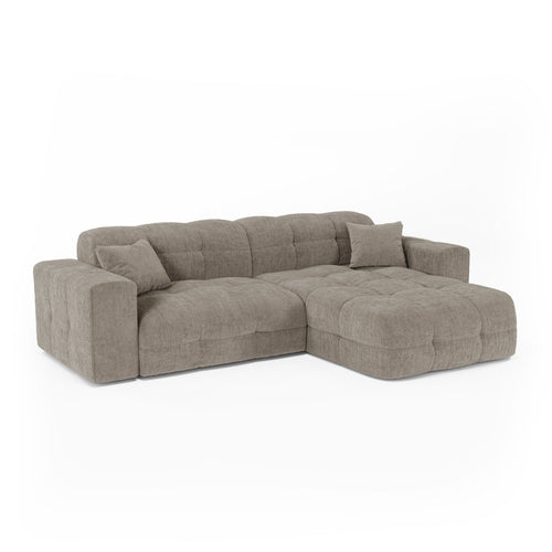 Premium Interiors - Rechthoekige hoekbank COCOON - gewaafd fluweel mol 230cm