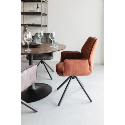 Housecraft Living Jamie Eetkamerstoelen met armleuning Rust/ Bruin - Set van 2