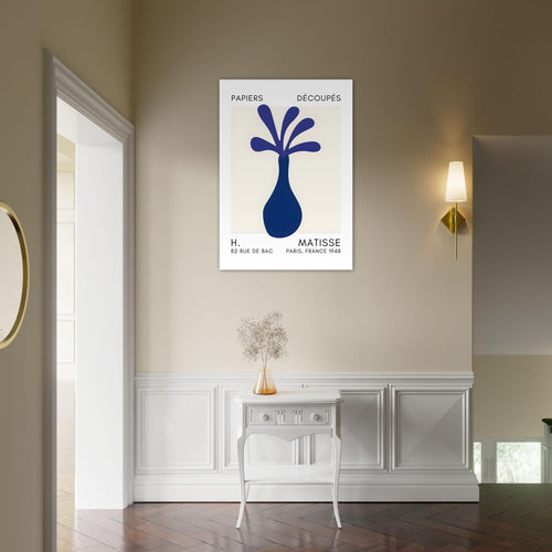 Artfulprints Poster Matisse - Ocean flower navy blue   - 30x40 cm - Blauw