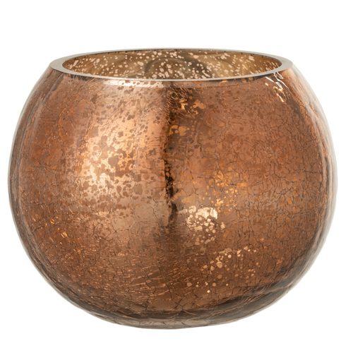 J-Line windlicht Bol Craquelé Parel Effect - glas - bruin - medium - 2 stuks - vtwonen shop