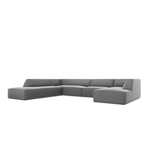 Cosmopolitan Design - Panoramische hoekbank Siena 7-zits, flueel grijs - 273x366x69cm