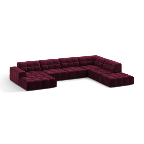 Cosmopolitan Design - Panoramische hoekbank Chicago 7-zits, flueel bordeaux - 263x375x78cm
