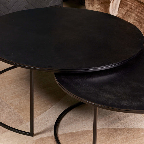 StarFurn Salontafel Darryl - Rond Zwart Metaal - Set van 2 - vtwonen shop
