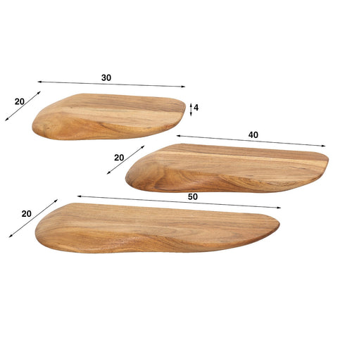 Giga Meubel Wandschap Organic - Acaciahout - Set van 3 - 50x20x4cm - vtwonen shop