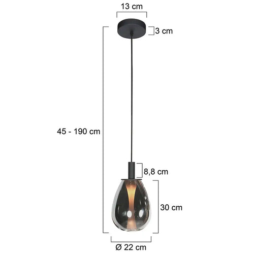 Steinhauer hanglamp Glimsy - 1 lichts - 22  x 190   cm - zwart - vtwonen shop