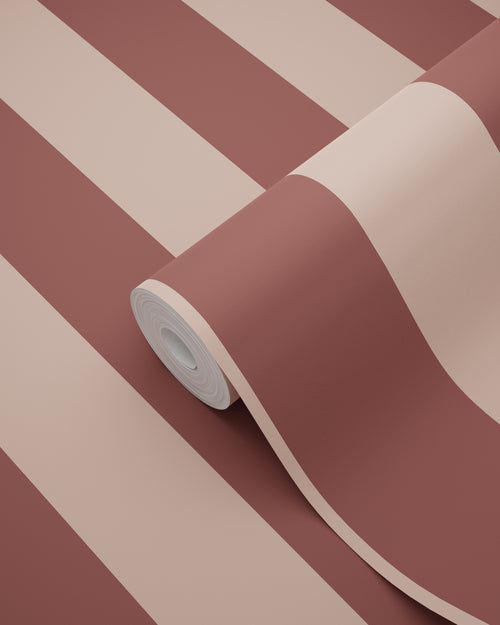 ESTAhome behang strepen bordeaux rood en roze - 0.53 x 10.05 m - 131979