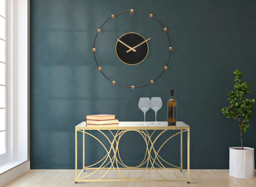 Zwart metalen wandklok Ø 61x4,5 cm