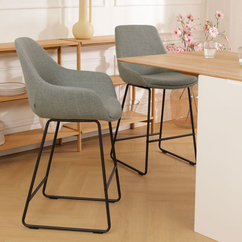 Nolon Nino-Mae Barkruk Saliegroen - met Armleuning - Zwart - 75 cm - vtwonen shop