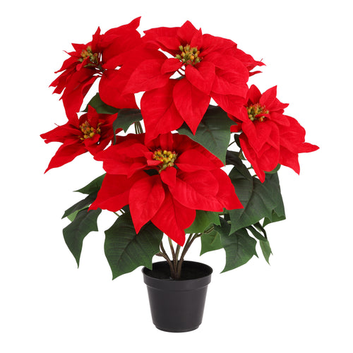 Maxifleur Kerstster Poinsettia kunstplant 58cm in kweekpot