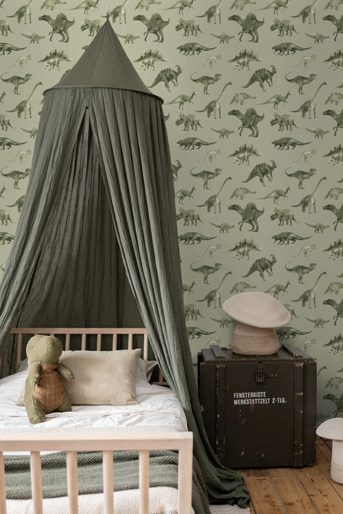 ESTAhome behang dinosaurussen groen - 50 x 900 cm - 131206