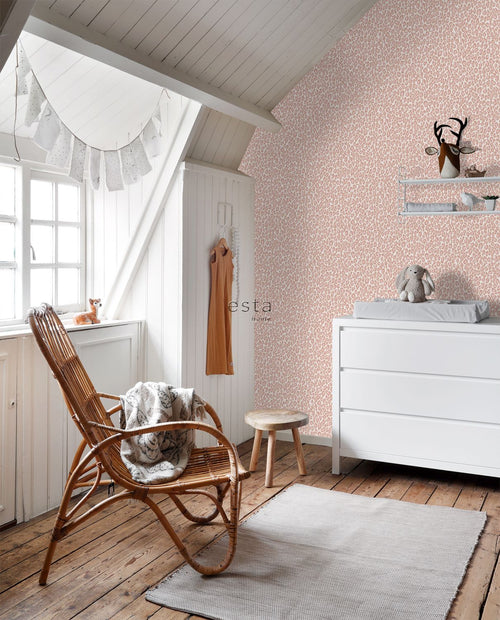 ESTAhome behang panterprint perzik roze - 53 cm x 10.05 m - 128821