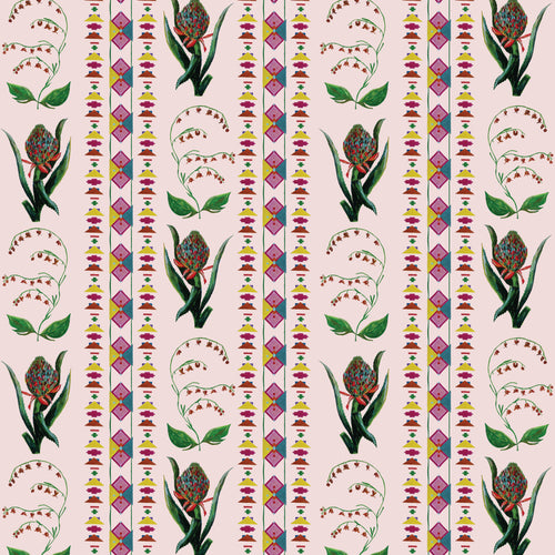 Behang Encanto Aztec Flowers pastel pink - vtwonen shop