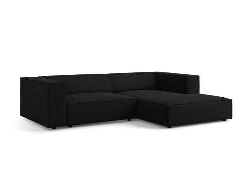 Cosmopolitan Design rechter hoekbank Arendal 3-zits, chenille met ribbeleffect, zwart - 166x224x70cm