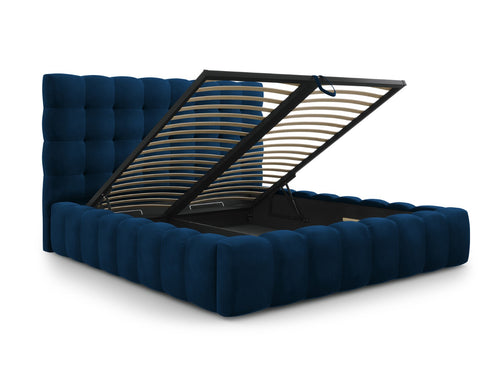 Cosmopolitan Design Opbergbed met hoofdeinde Bali 180x200cm, flueel, koningsblauw - 230x205x125cm