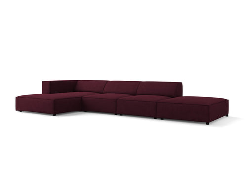 Cosmopolitan Design linker hoekbank Arendal 5-zits, chenille met ribbeleffect, robijn - 166x341x70cm