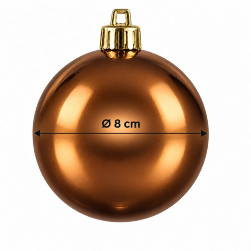 Mica Decorations Bal Onbreekbaar Bruin 27 Stuks - Kerstballenset van Kunststof - Onbreekbare Kerstballen voor Kinderen en Huisdieren - Diameter 8 cm -