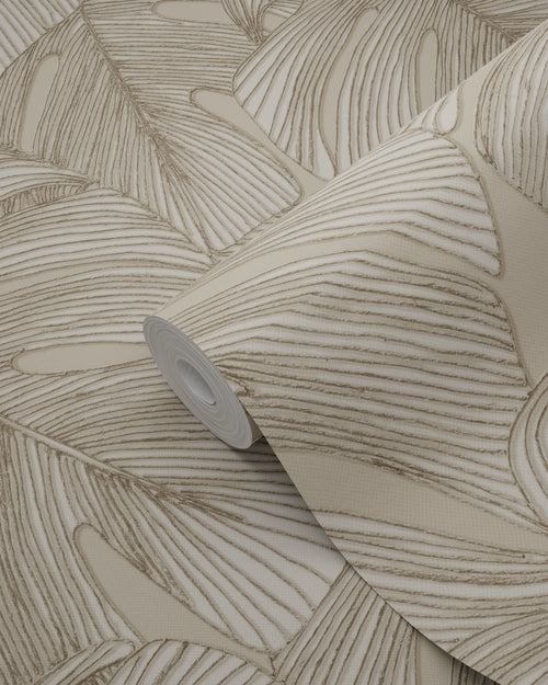 Origin Wallcoverings behang 3D-motief bladeren zand beige - 50 x 900 cm - 347917 - vtwonen shop