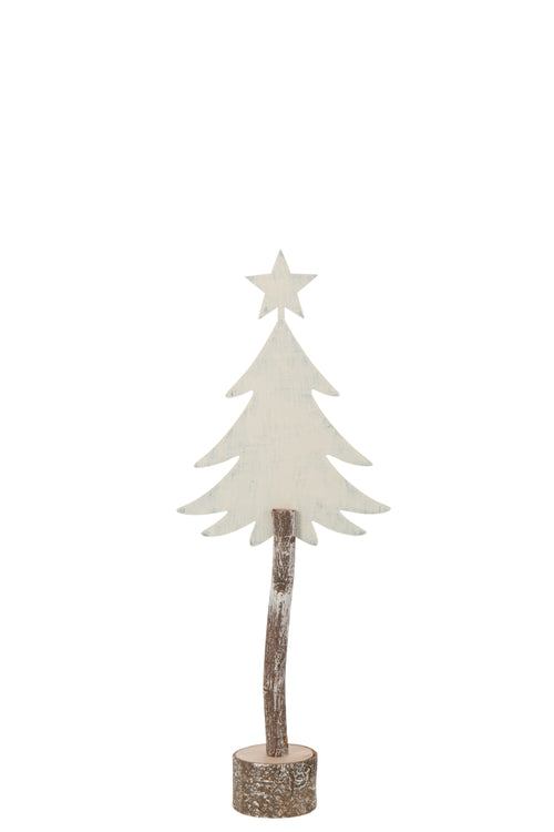 J-Line decoratie Kerstboom + Ster - ijzer/hout - wit - small - vtwonen shop