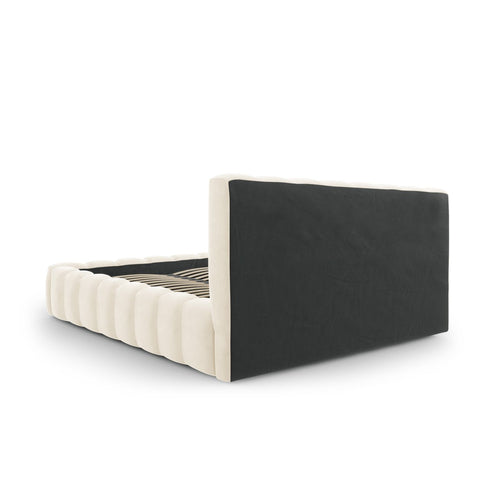 Cosmopolitan Design - Opbergbed met hoofdeinde Palma 200x180cm flueel lichtbeige - 230x205x94cm