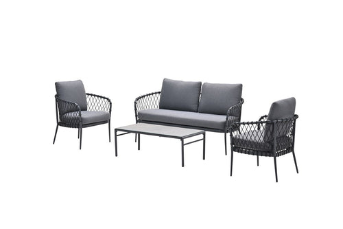 Tropea loungeset - 4-dlg - carbon black - rope donker grijs - vtwonen shop