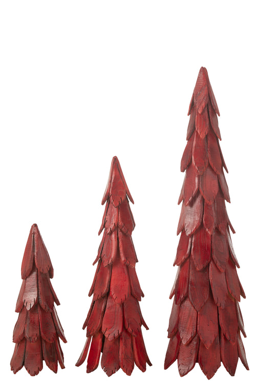J-Line decoratie Kerstboom Stukken - hout - rood - large - vtwonen shop